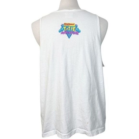 Vintage 1994 Starburst Fruit Candy Tank Top T-Shirt XL White Taste Adventure - Picture 3 of 10